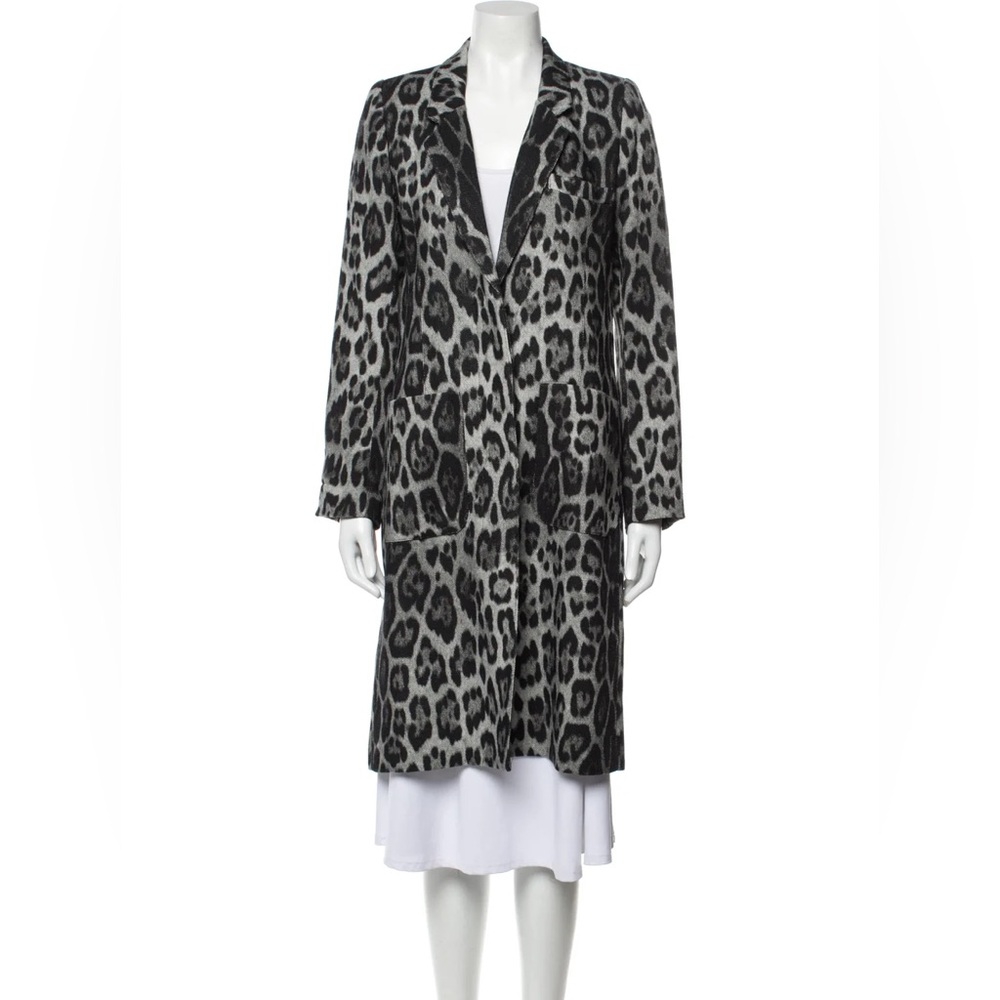 Smythe Black and Gray Leopard Print Coat